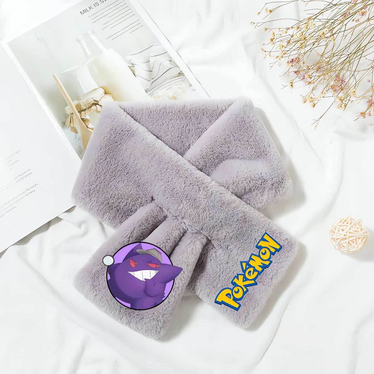Pokémon fleece scarf for kids – Gengar Grey