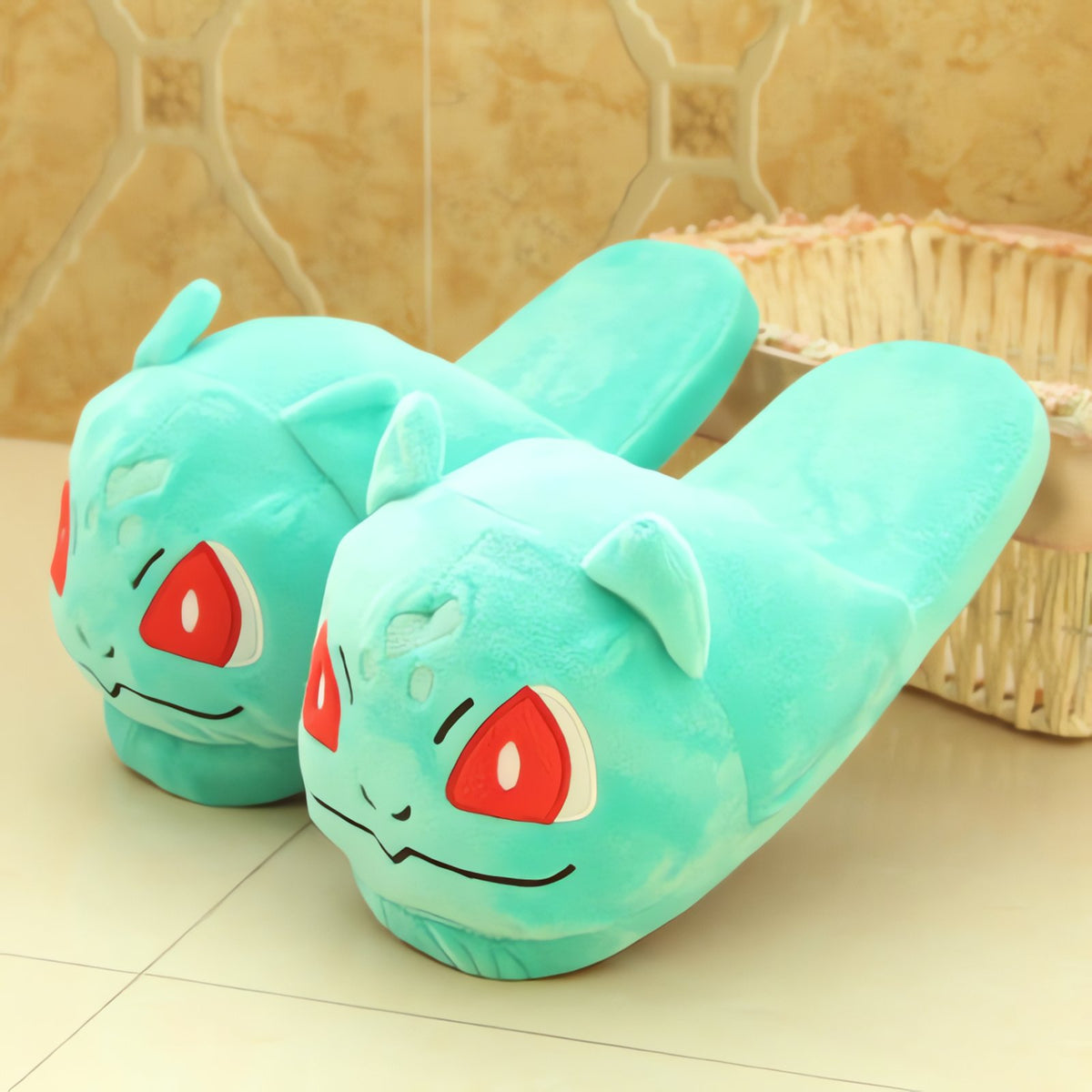 Fluffy Pokémon slippers in various character designs – 6 Bulbasaur