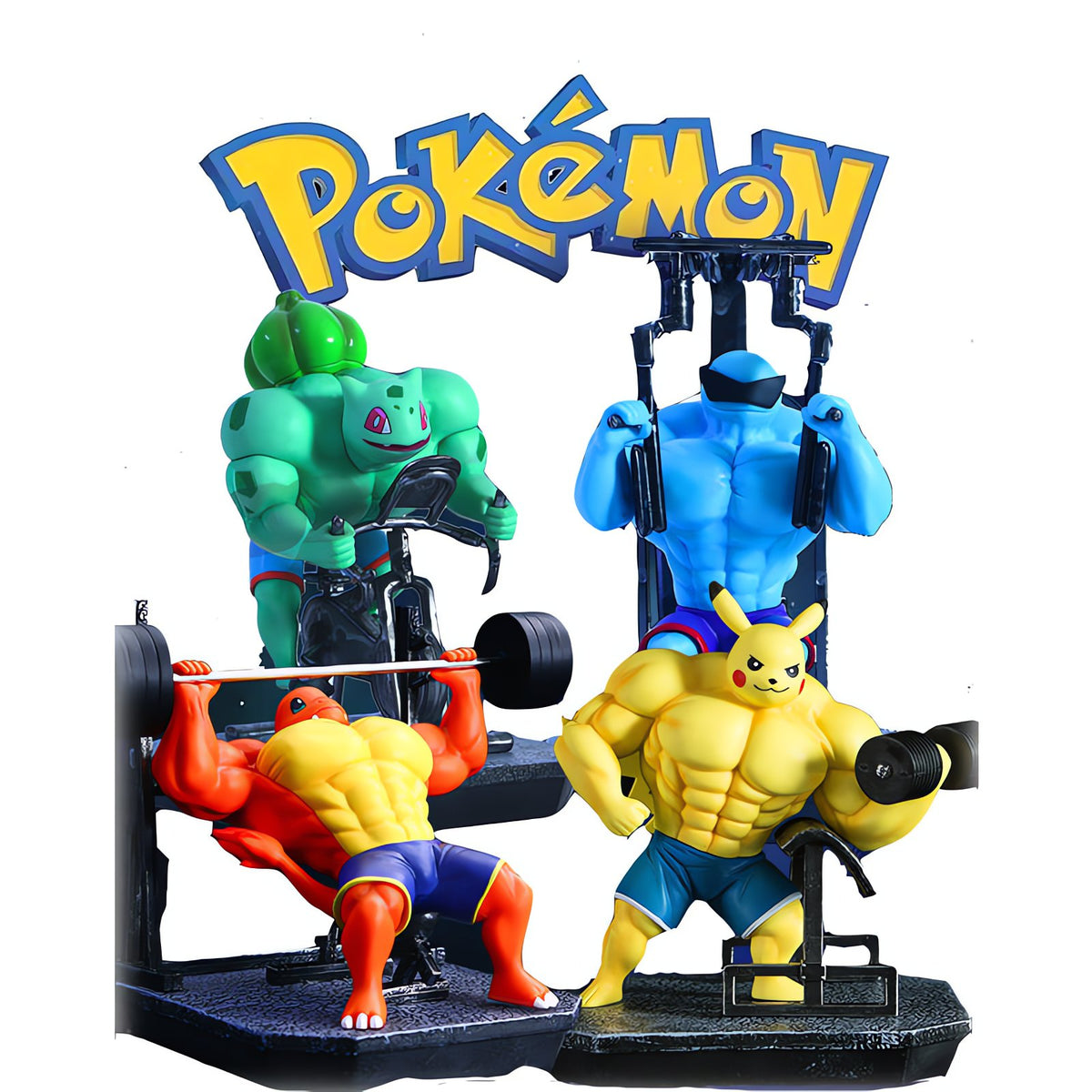 Muscular Pikachu gym figure with dumbbell – photo 10