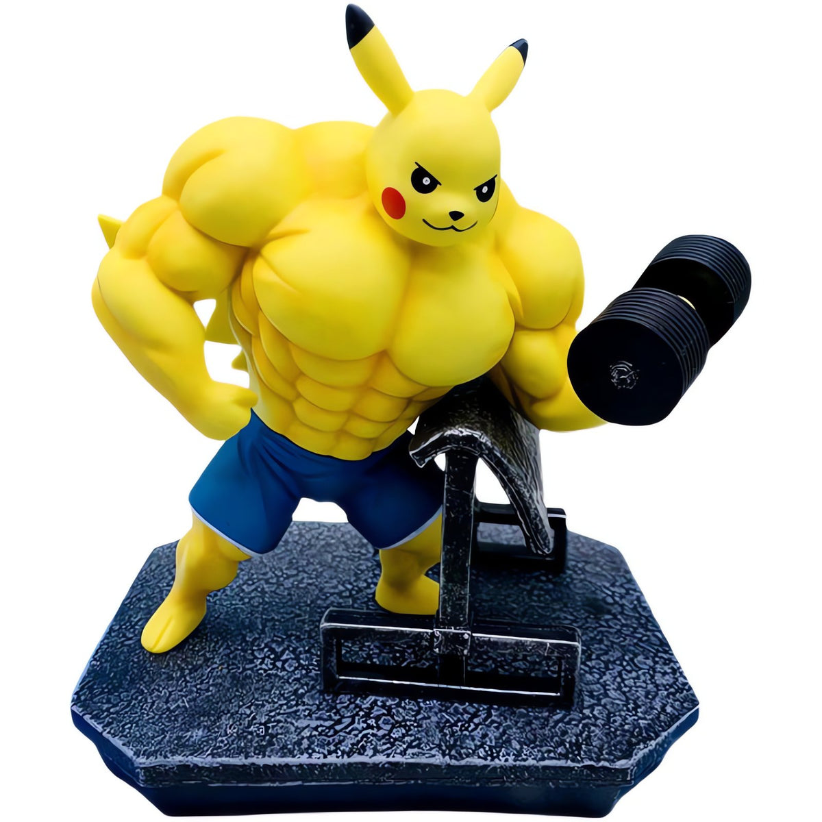 Muscular Pikachu gym figure with dumbbell – photo 3