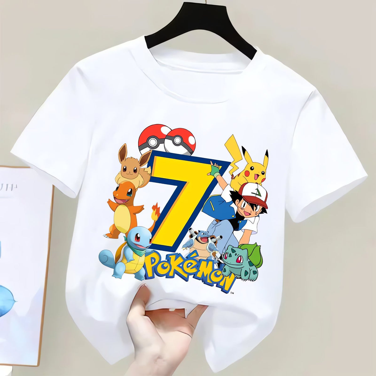 Pokémon birthday T-shirt for kids with age number – photo 4