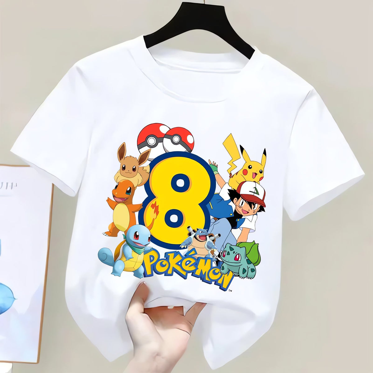 Pokémon birthday T-shirt for kids with age number – photo 5
