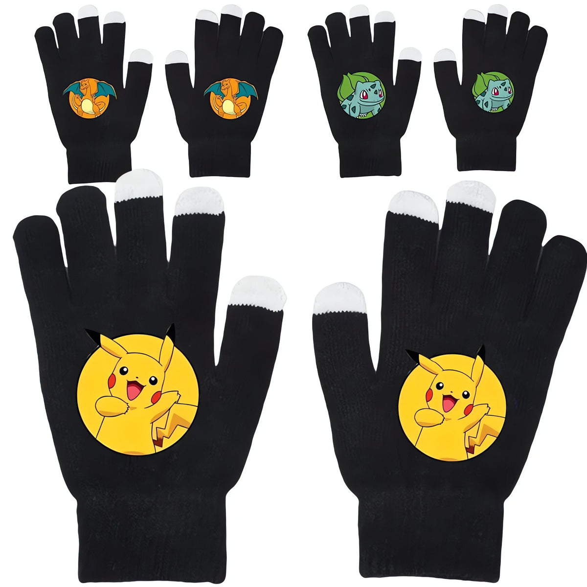 Kids' Pokémon gloves with Pikachu, Charizard and Jigglypuff designs