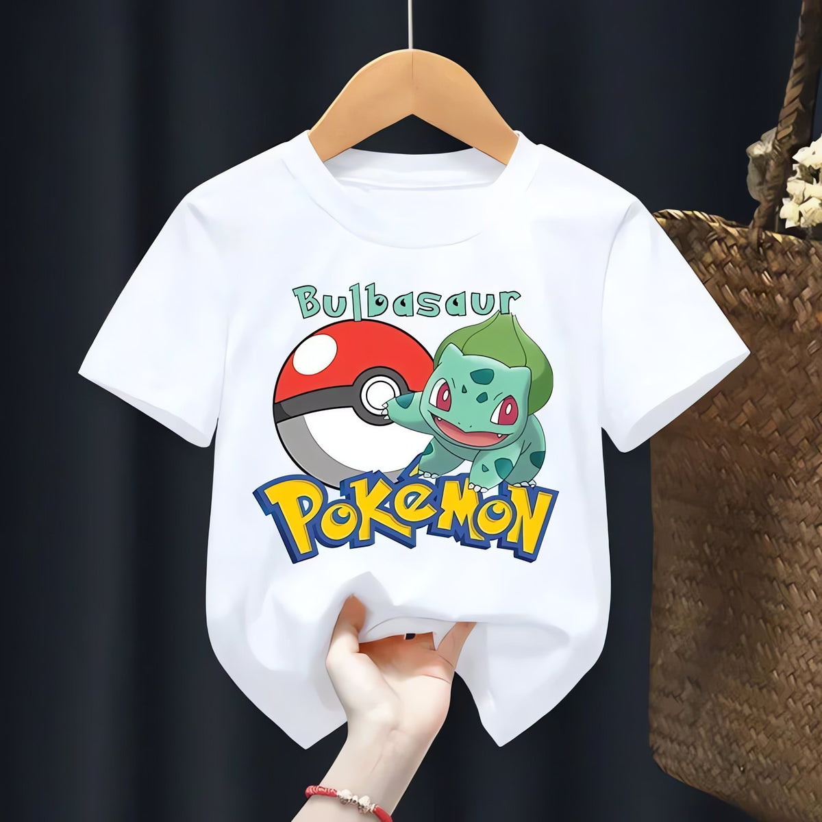 White Pokémon T-shirt for kids – Bulbasaur