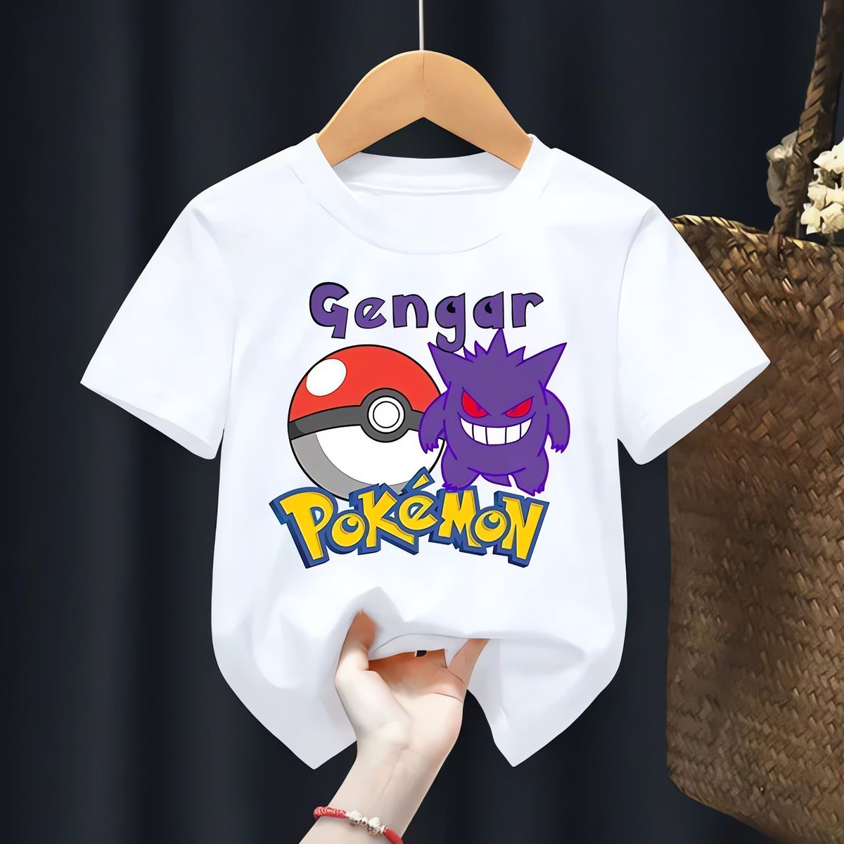 White Pokémon T-shirt for kids – Gengar