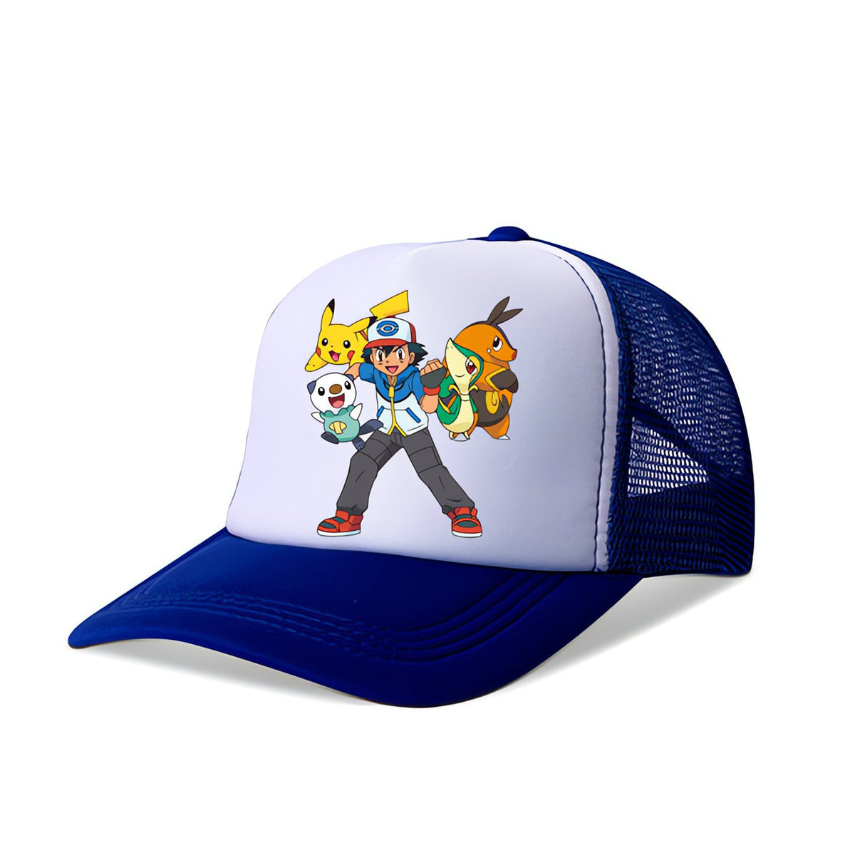 Pokémon kids' trucker cap with Pikachu print – Ash & Friends (Blue)