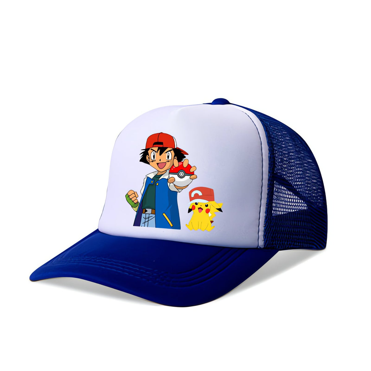 Pokémon kids' trucker cap with Pikachu print – Ash & Pikachu (Blue)