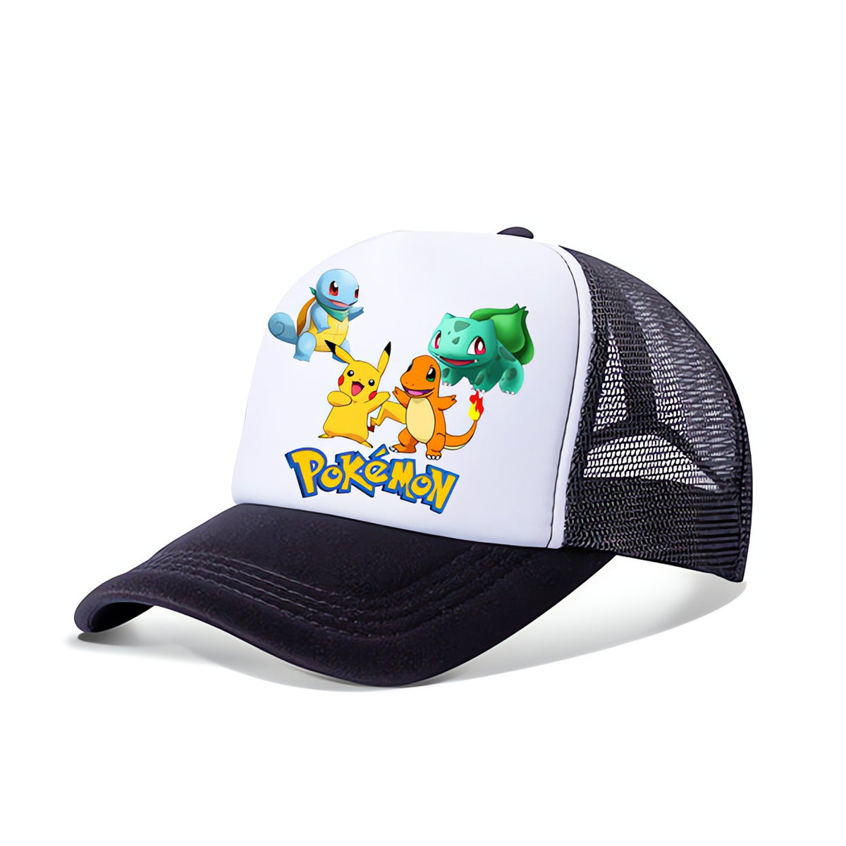 Pokémon kids' trucker cap with Pikachu print – Pokémon Starters (Black)