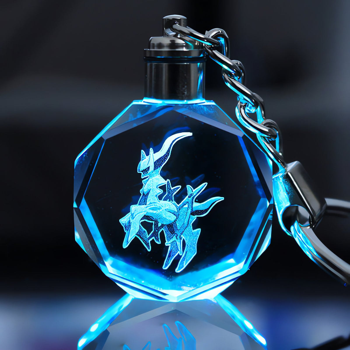 Pokémon LED keyring with a light-up crystal charm – Arceus