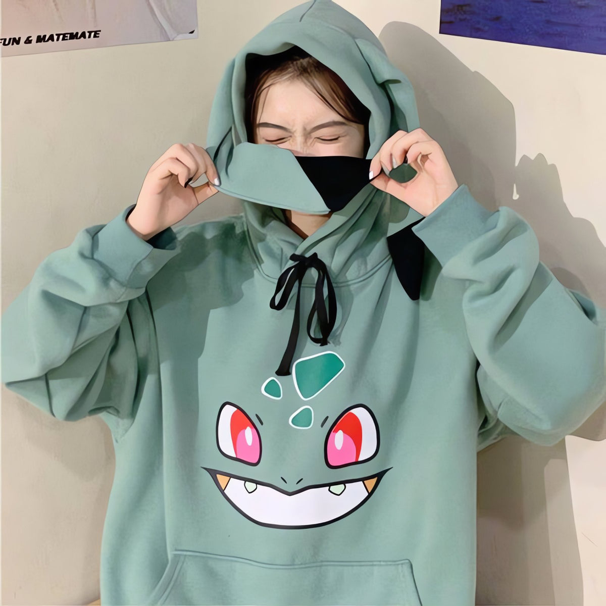 Pokémon long flannel hoodie – Bulbasaur