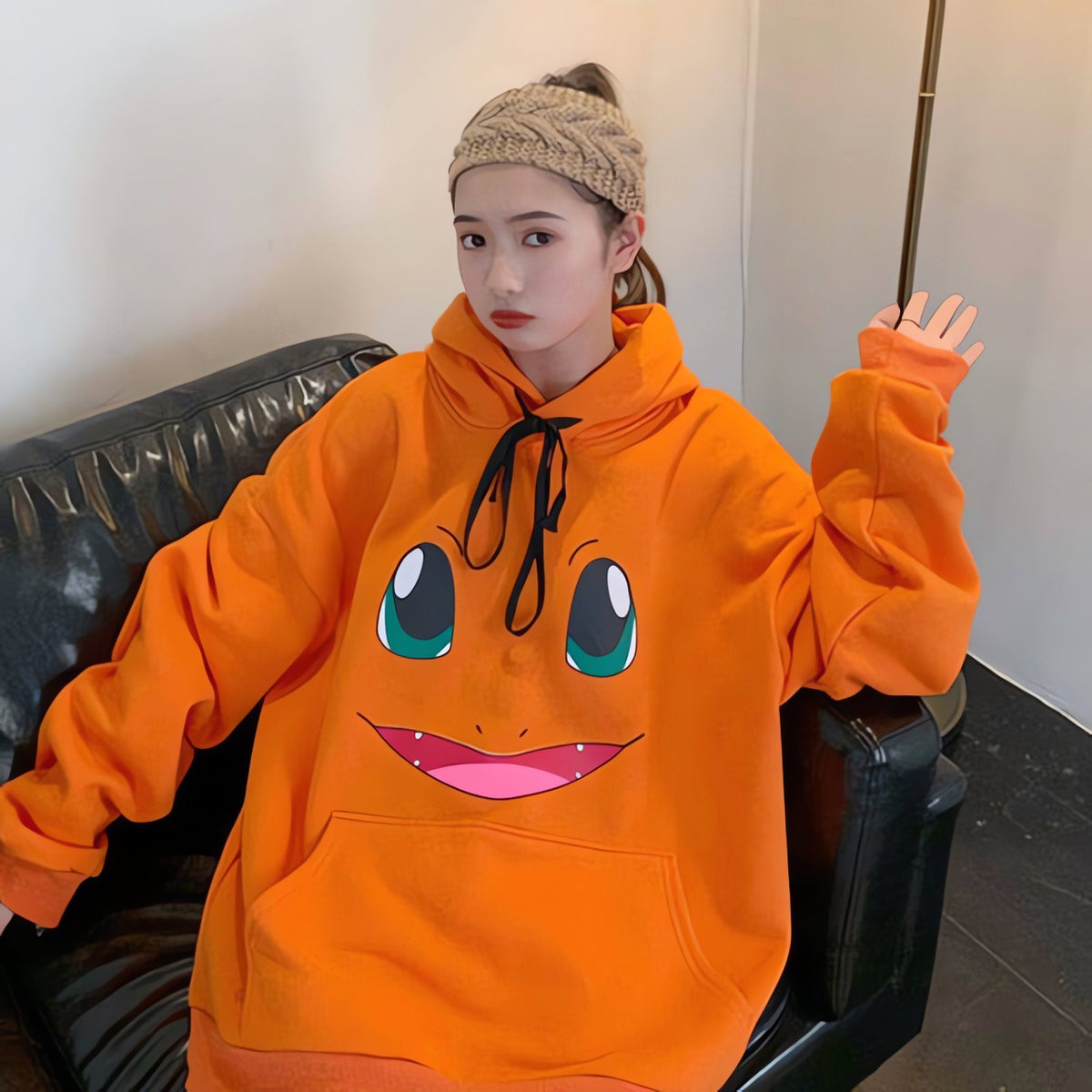 Pokémon long flannel hoodie – Charmander