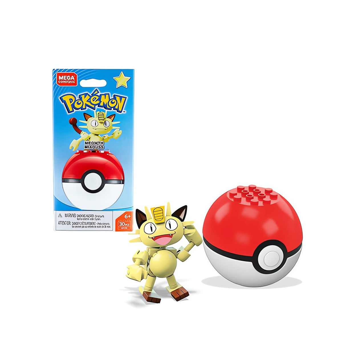 Pokémon Mega Construx building set with figure and Poké Ball – Meowth