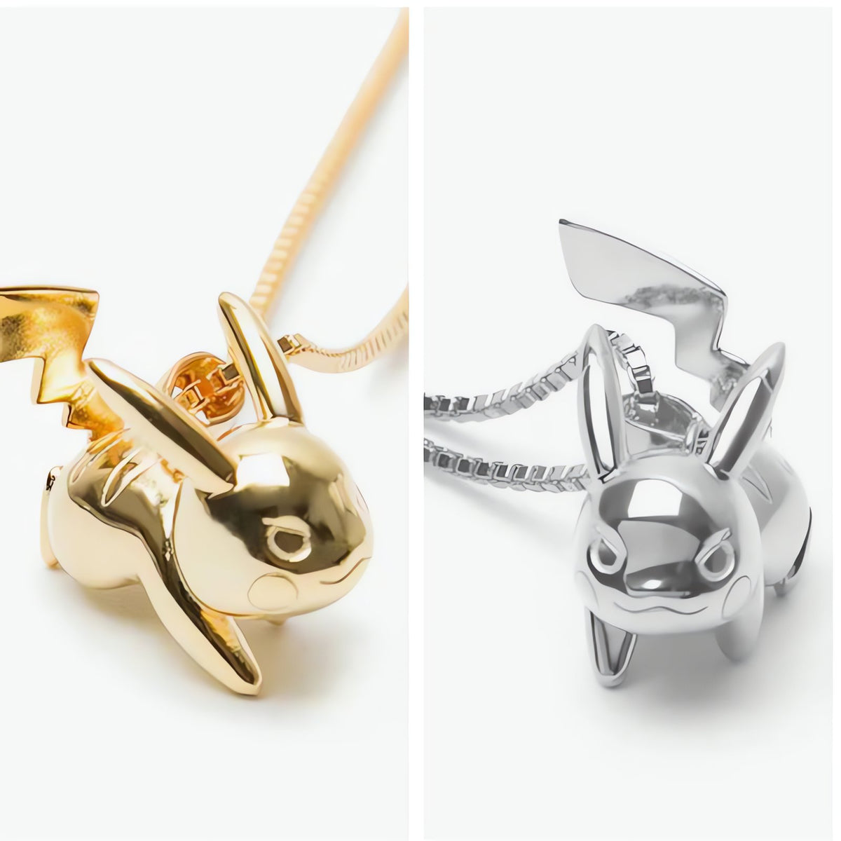 Pokémon pendant necklaces in silver and gold