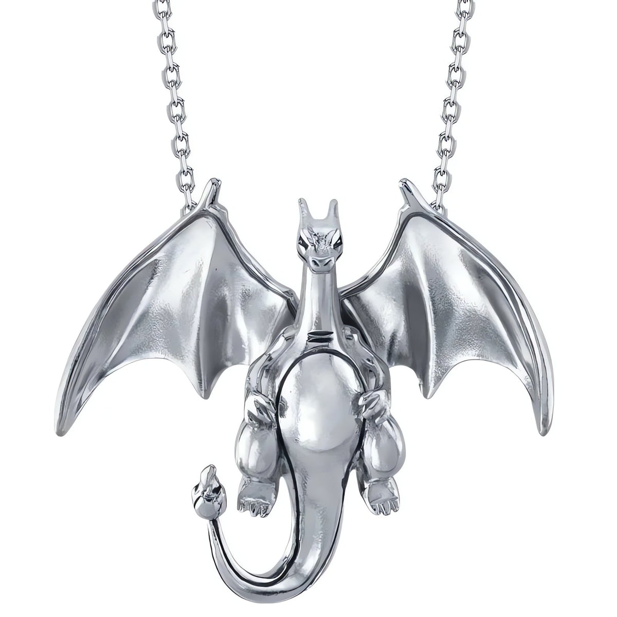 Pokémon pendant necklaces in silver and gold – Charizard Silver