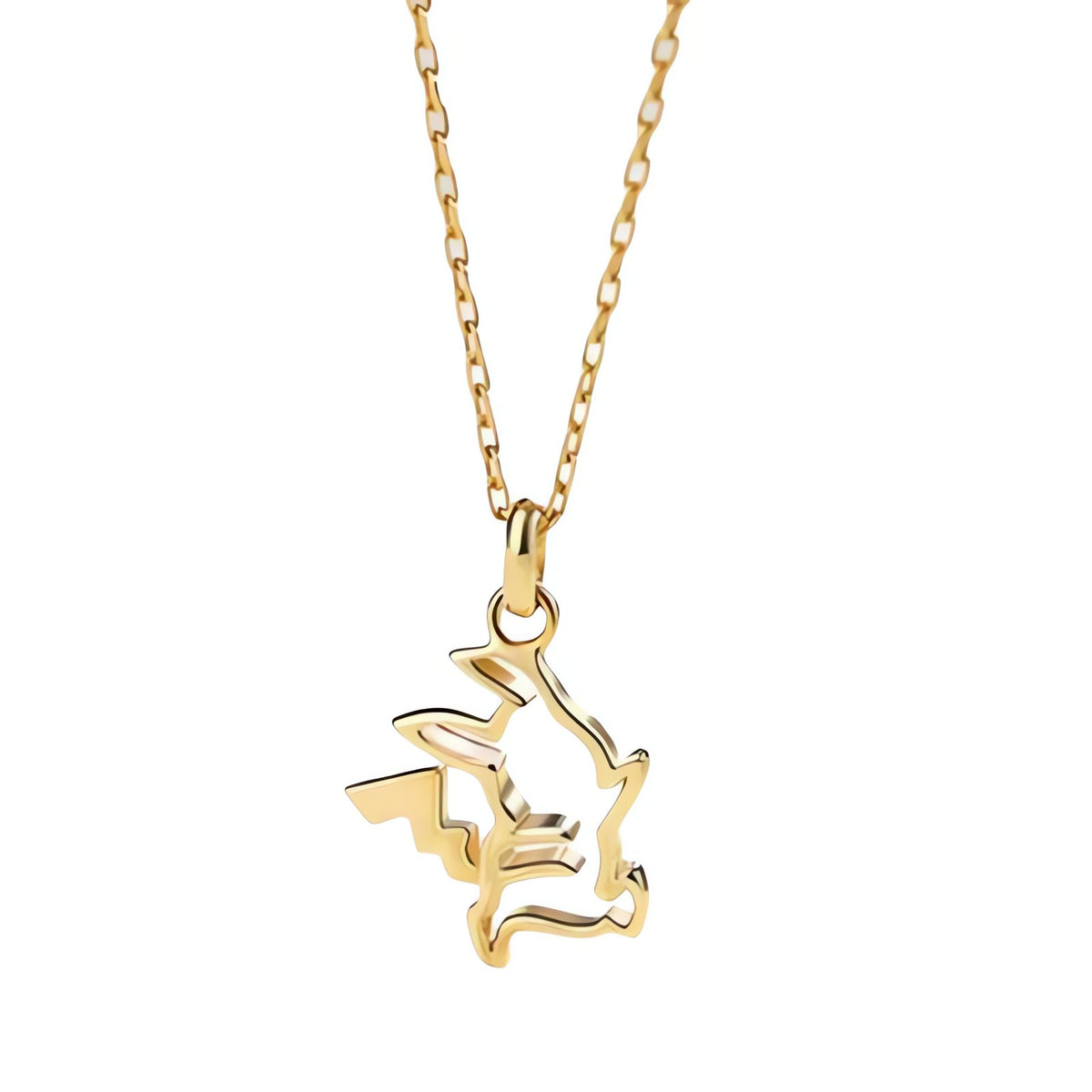 Pokémon pendant necklaces in silver and gold – Pikachu Gold Outline