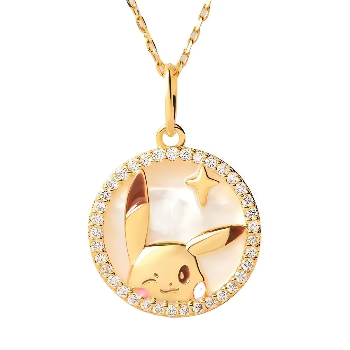 Pokémon pendant necklaces in silver and gold – Pikachu Round Gold