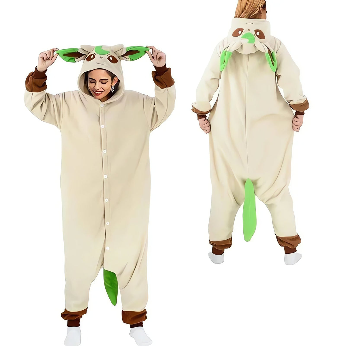 Pokémon hooded onesie pyjamas – Leafeon