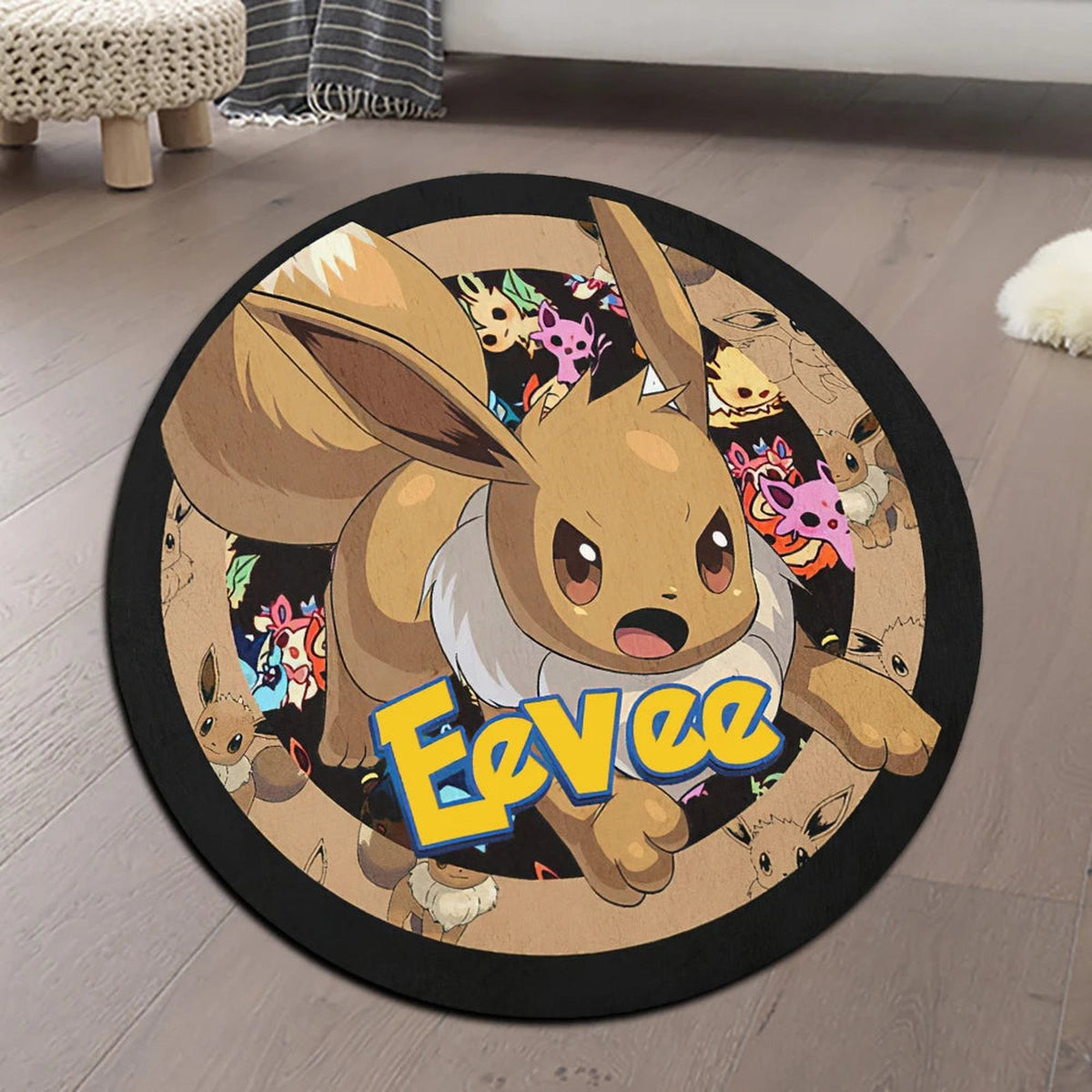 Colourful Pokémon play mat rugs – Eevee Round