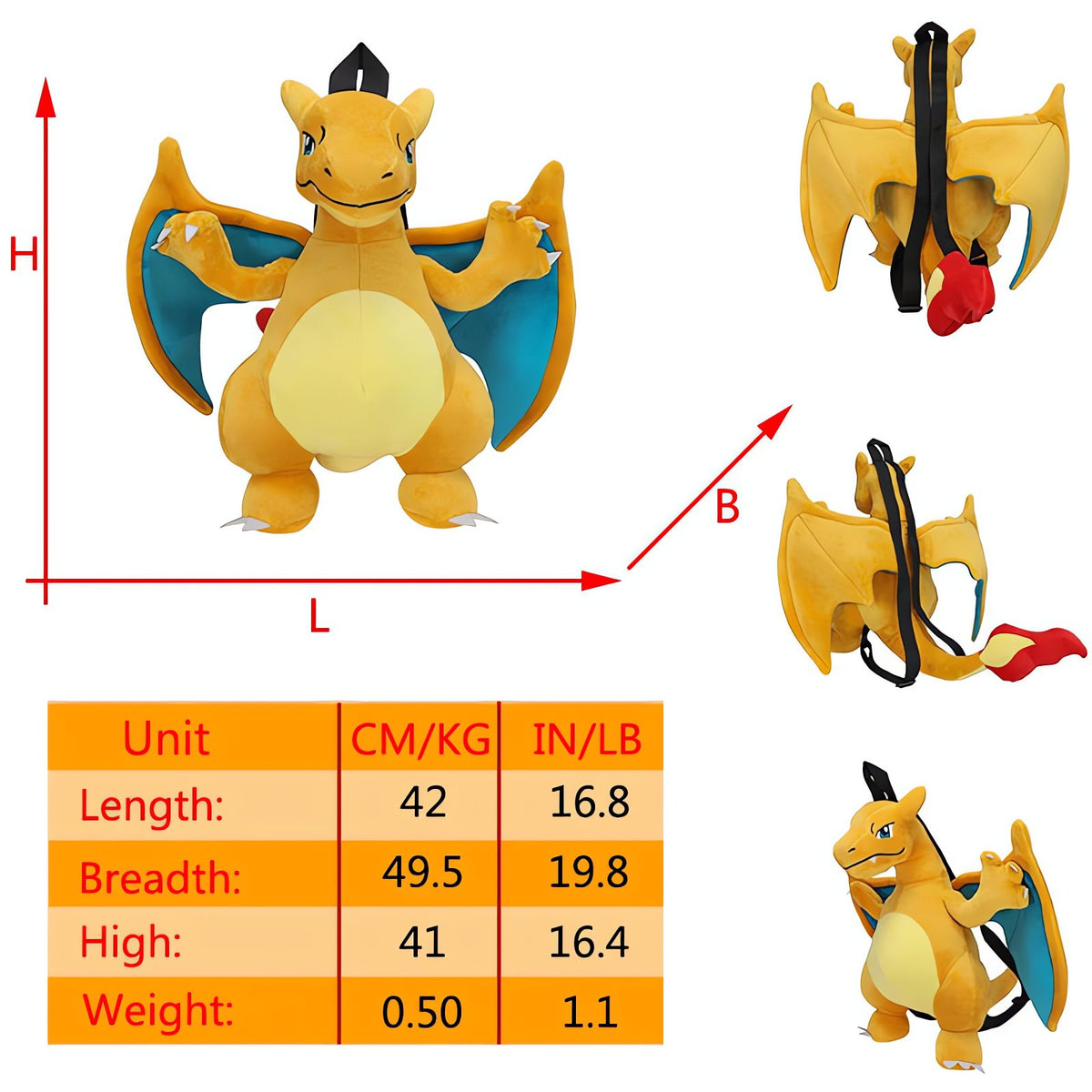 Pokémon plush backpack and shoulder bag – Charizard Backpack