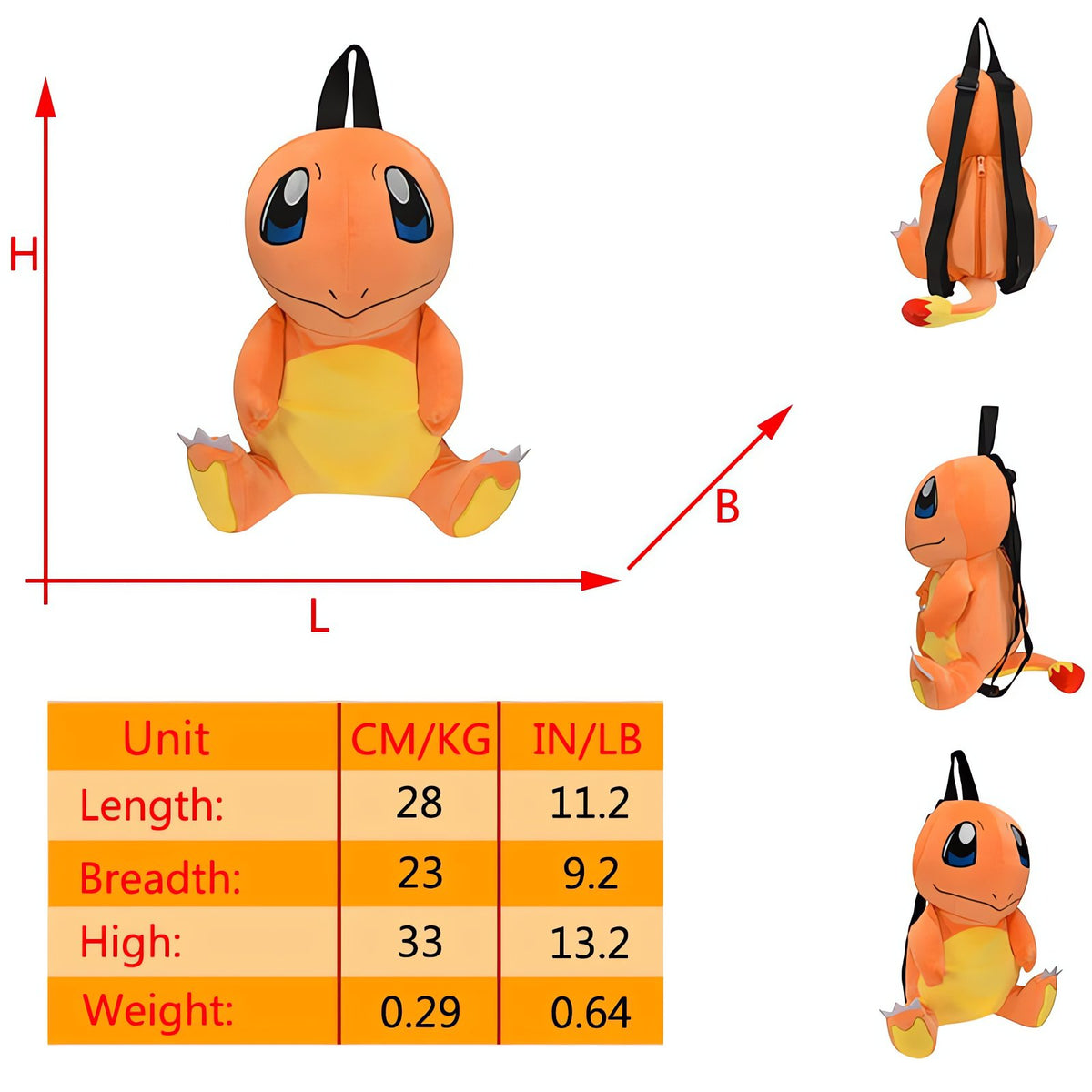 Pokémon plush backpack and shoulder bag – Charmander Backpack