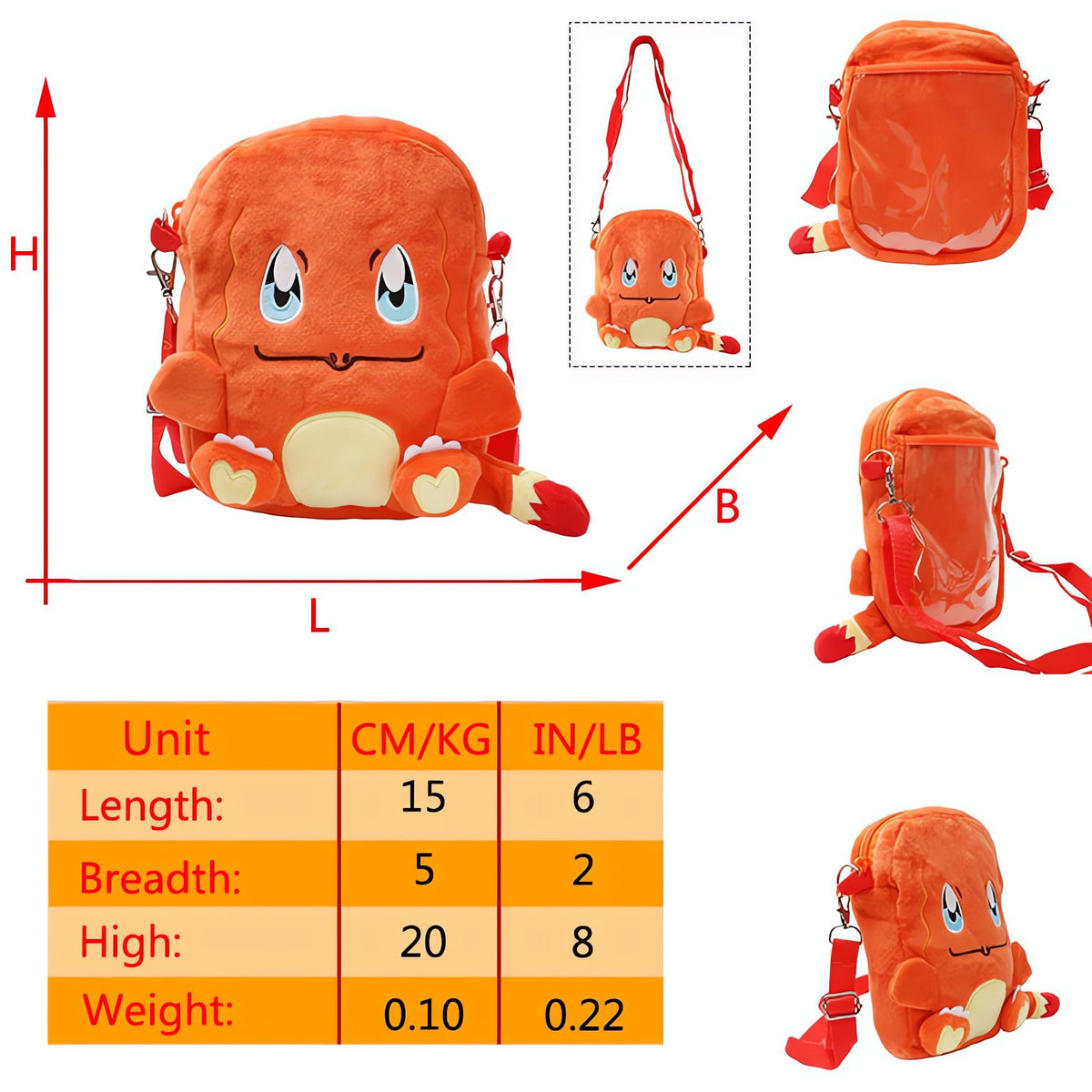 Pokémon plush backpack and shoulder bag – Charmander Shoulder Bag