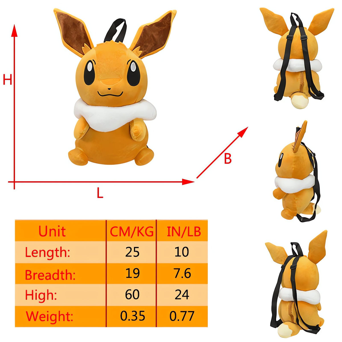 Pokémon plush backpack and shoulder bag – Eevee Backpack