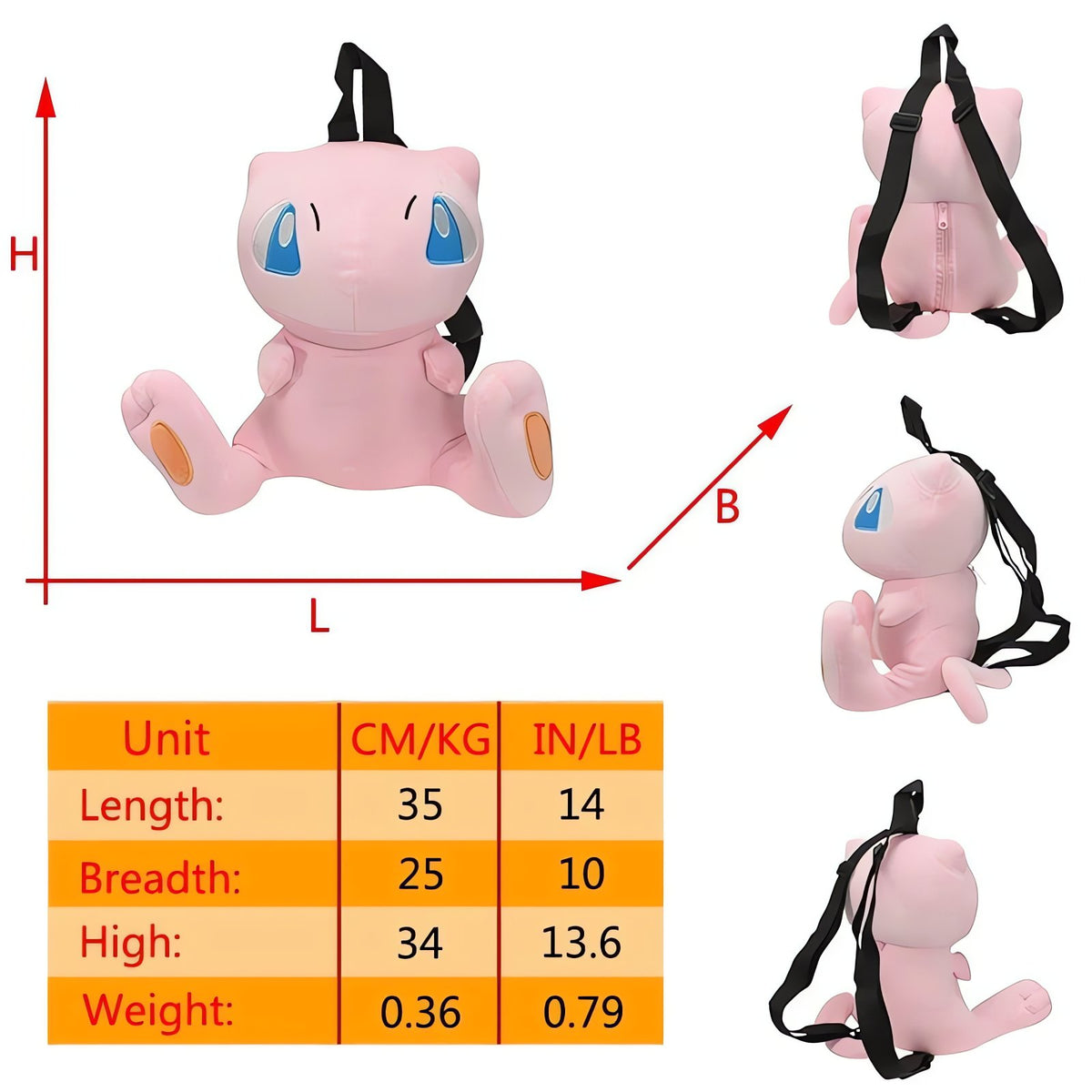 Pokémon plush backpack and shoulder bag – Mew Backpack