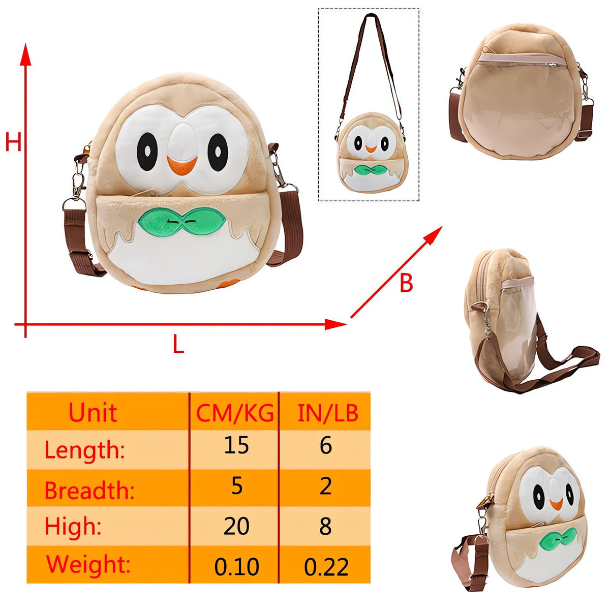 Pokémon plush backpack and shoulder bag – Rowlet Shoulder Bag