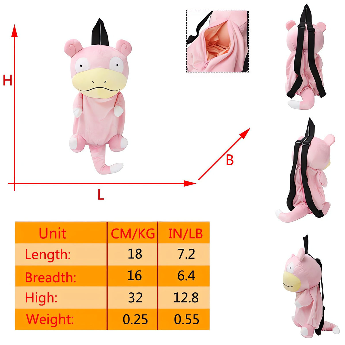 Pokémon plush backpack and shoulder bag – Slowking Backpack