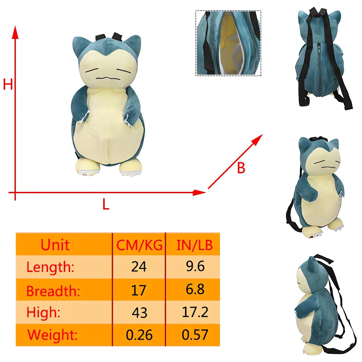 Pokémon plush backpack and shoulder bag – Snorlax Backpack