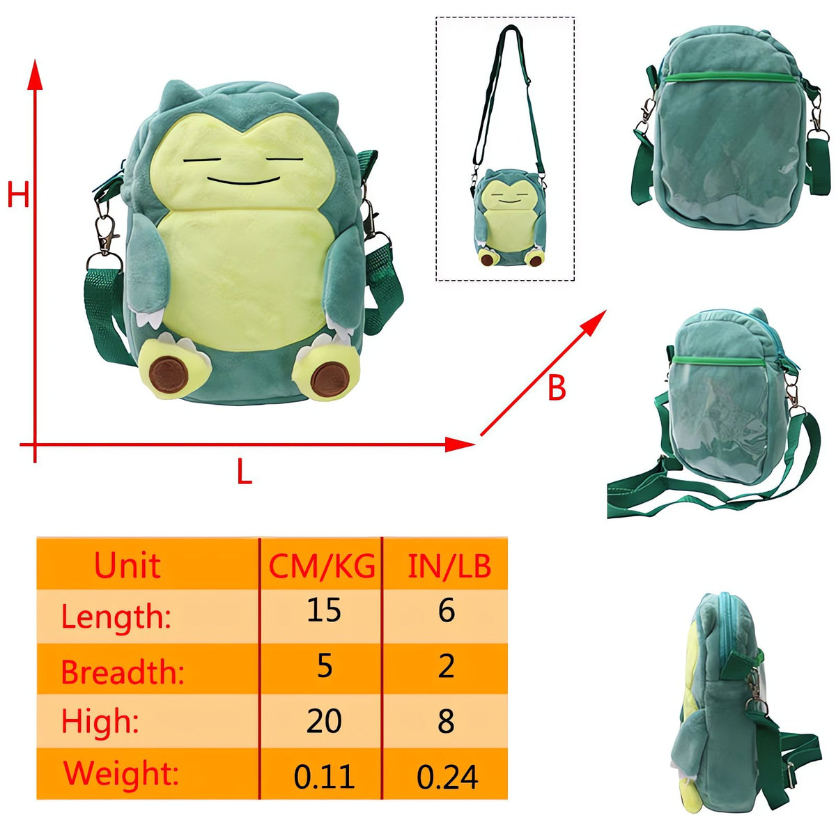 Pokémon plush backpack and shoulder bag – Snorlax Shoulder Bag
