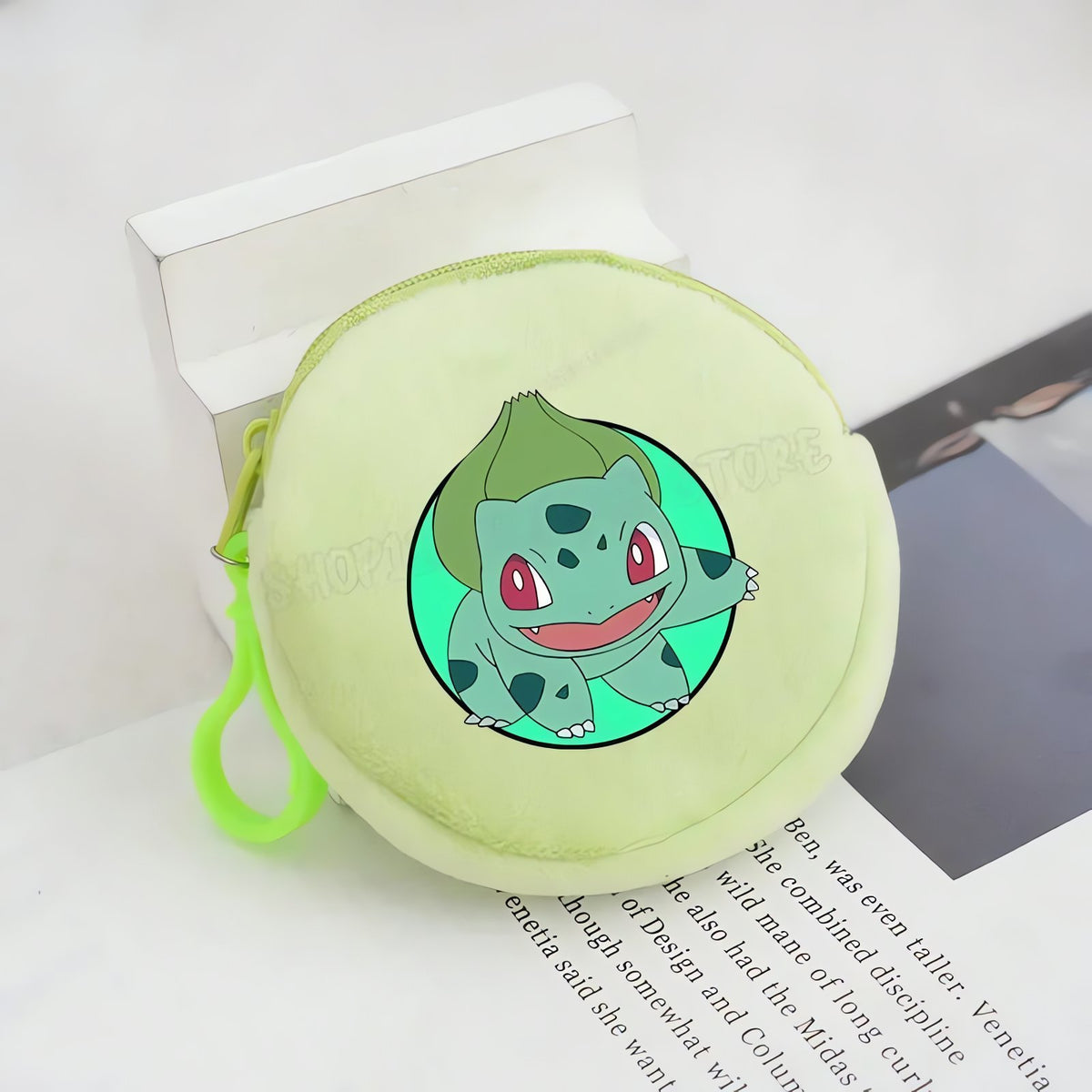 Pokémon plush purse with clip – Bulbasaur