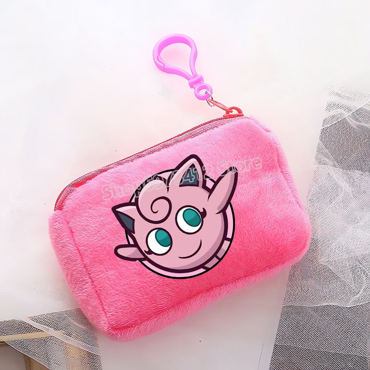 Pokémon plush coin purse with clip – Jigglypuff (Pink)