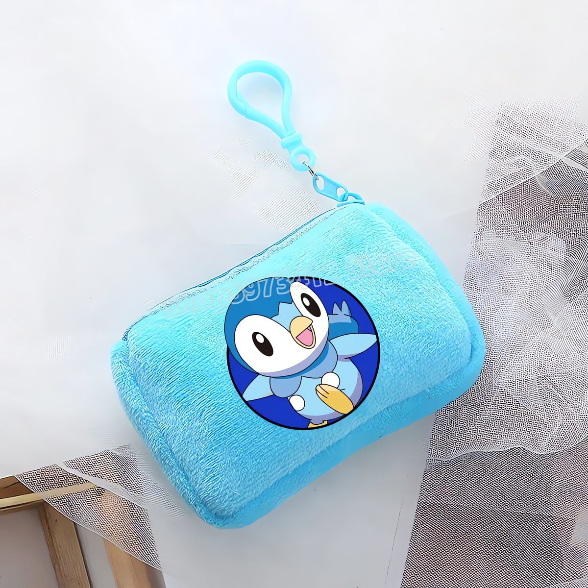 Pokémon plush coin purse with clip – Piplup (Blue)