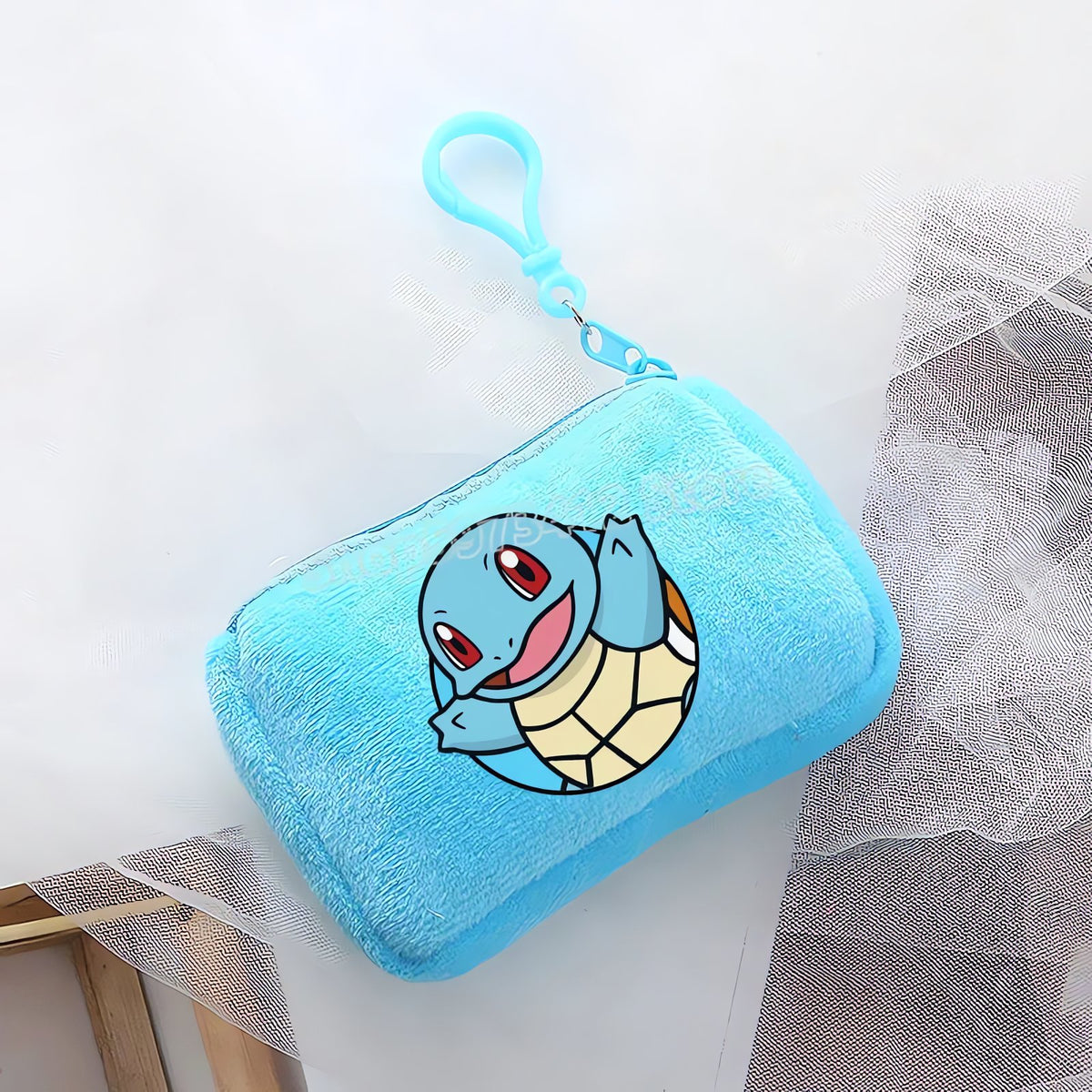 Pokémon plush coin purse with clip – Squirtle (Blue)