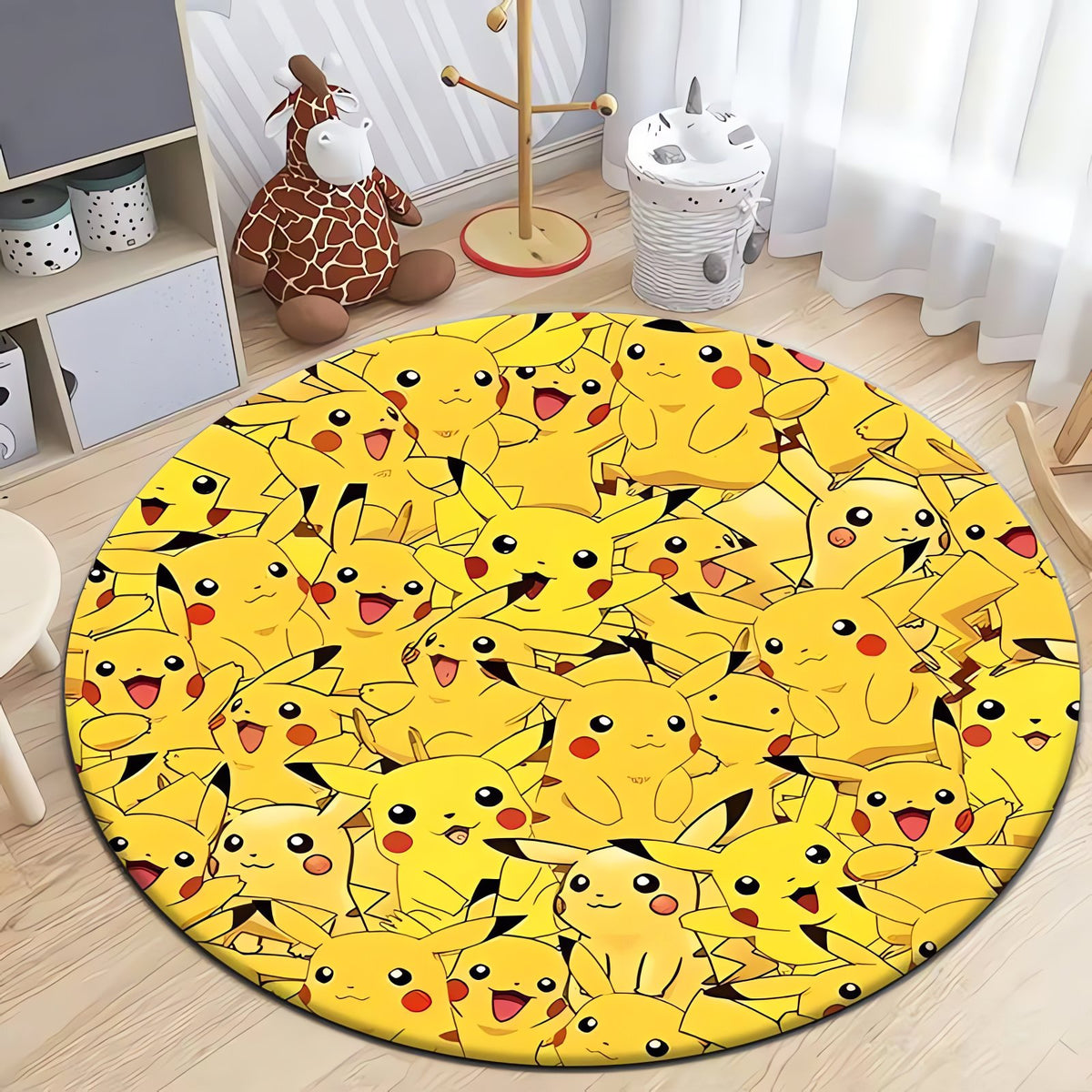 Round Pokémon rug with Pikachu – Many Yellow Pikachu