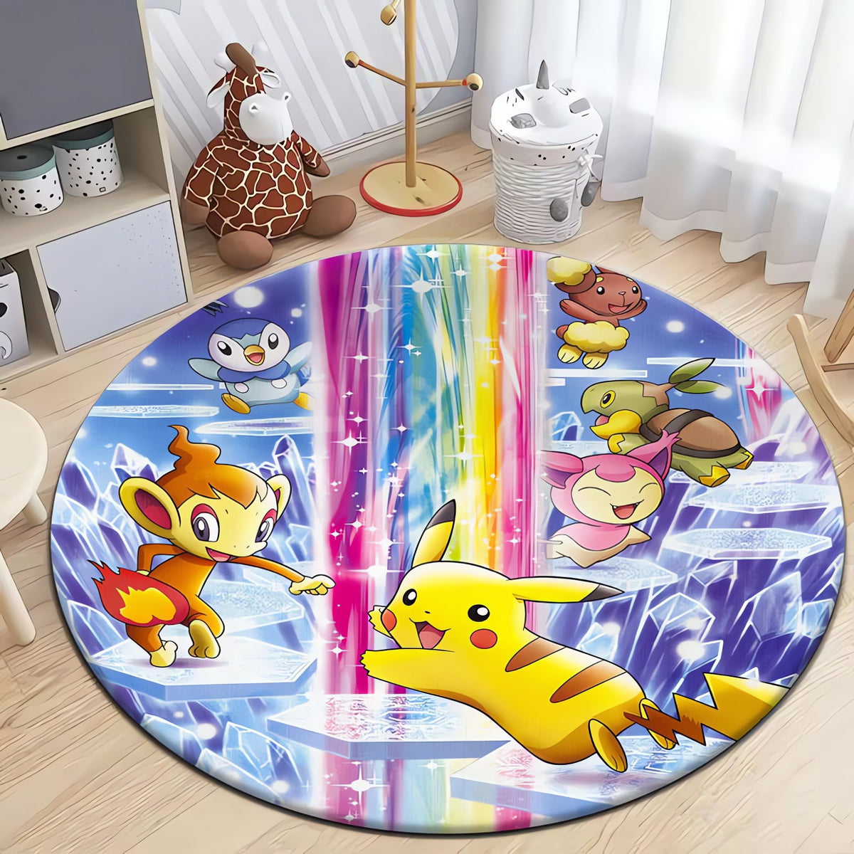 Round Pokémon rug with Pikachu – Pikachu Chimchar