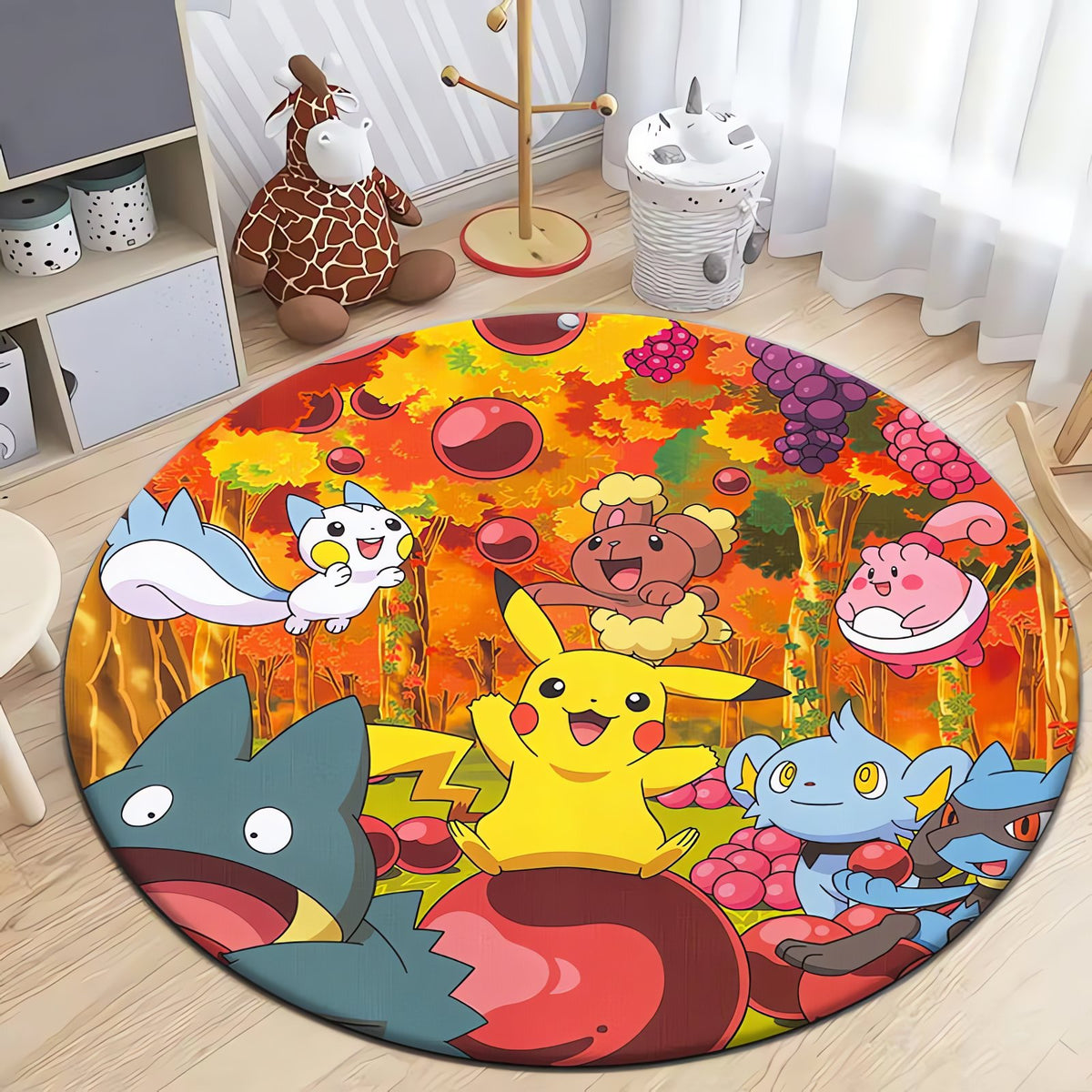 Round Pokémon rug with Pikachu – Pikachu Fruits