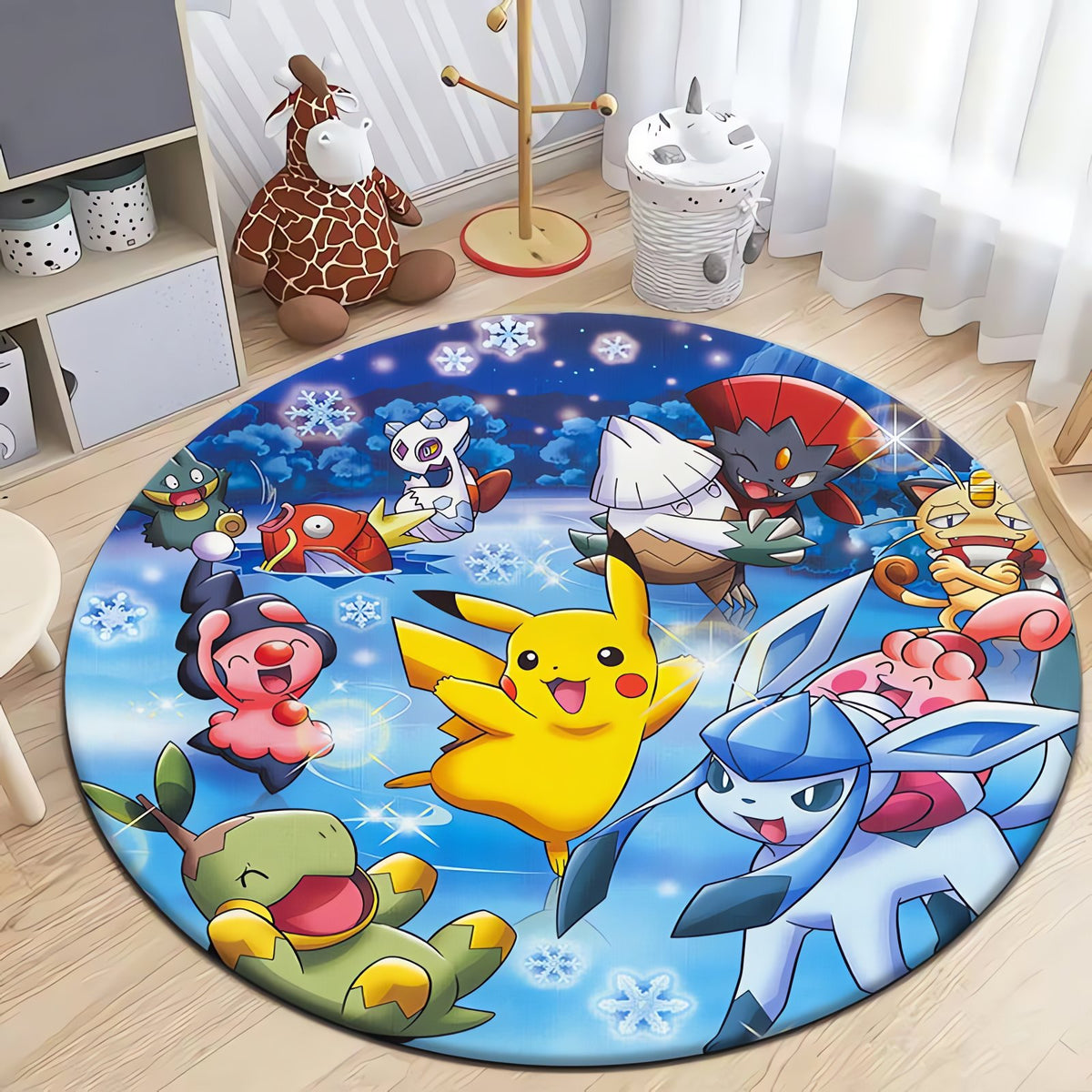 Round Pokémon rug with Pikachu – Pikachu Glaceon