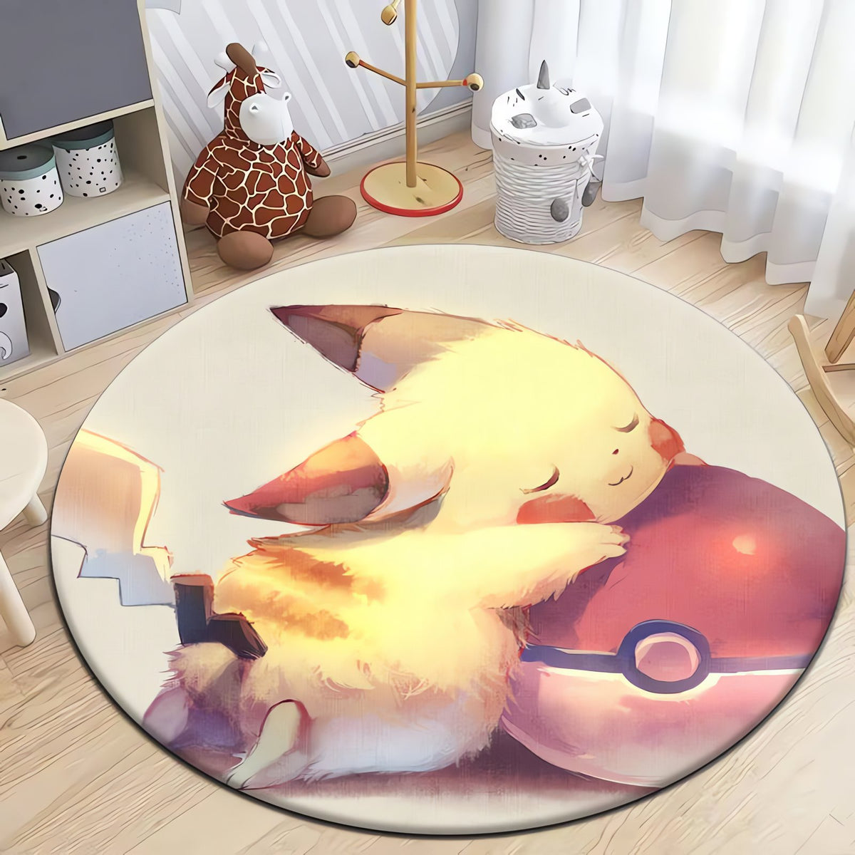 Round Pokémon rug with Pikachu – Pikachu Poké Ball