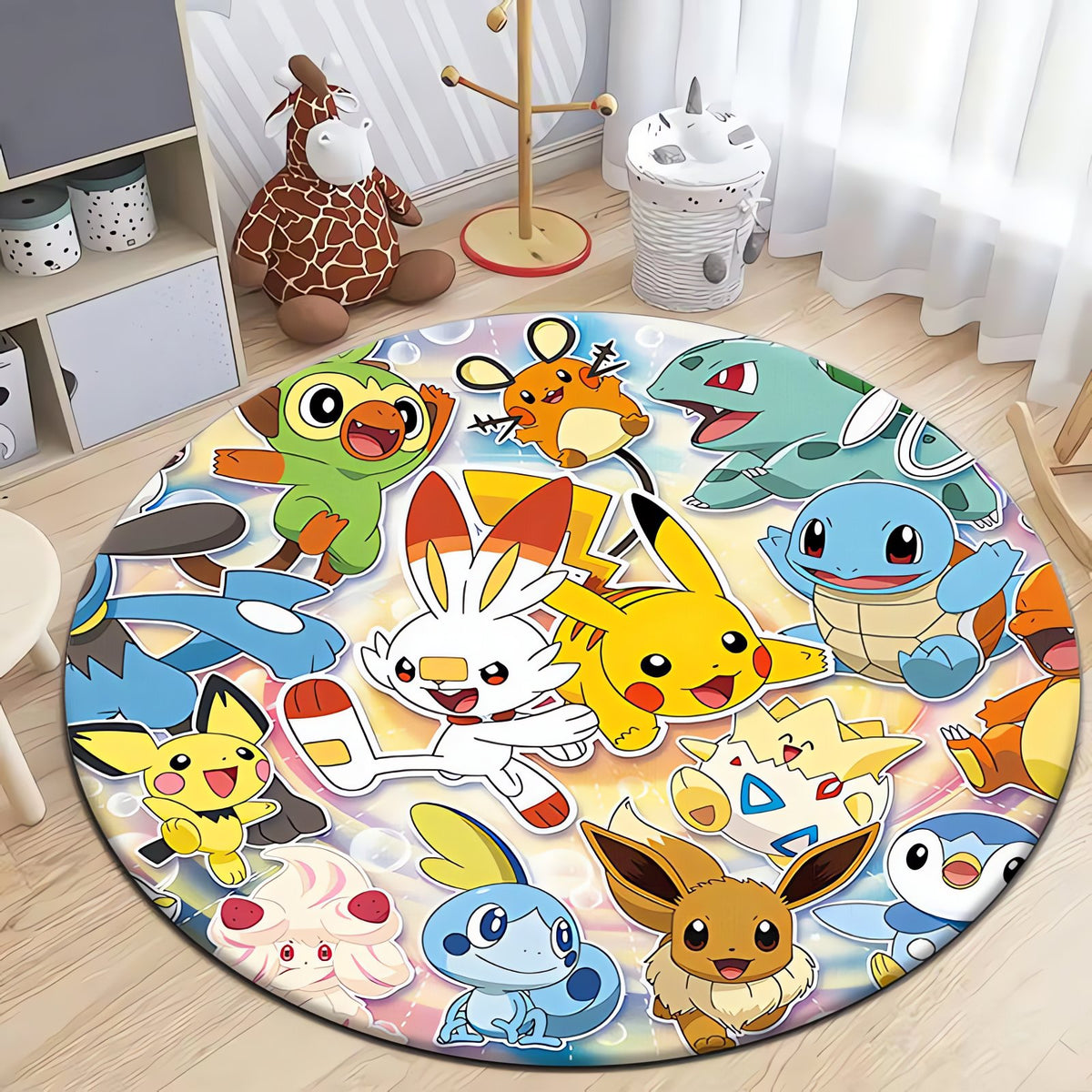 Round Pokémon rug with Pikachu – Pikachu Scorbunny