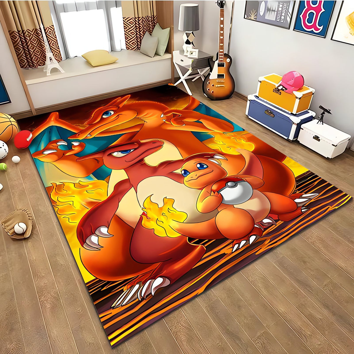 Pokémon rug with Charizard design