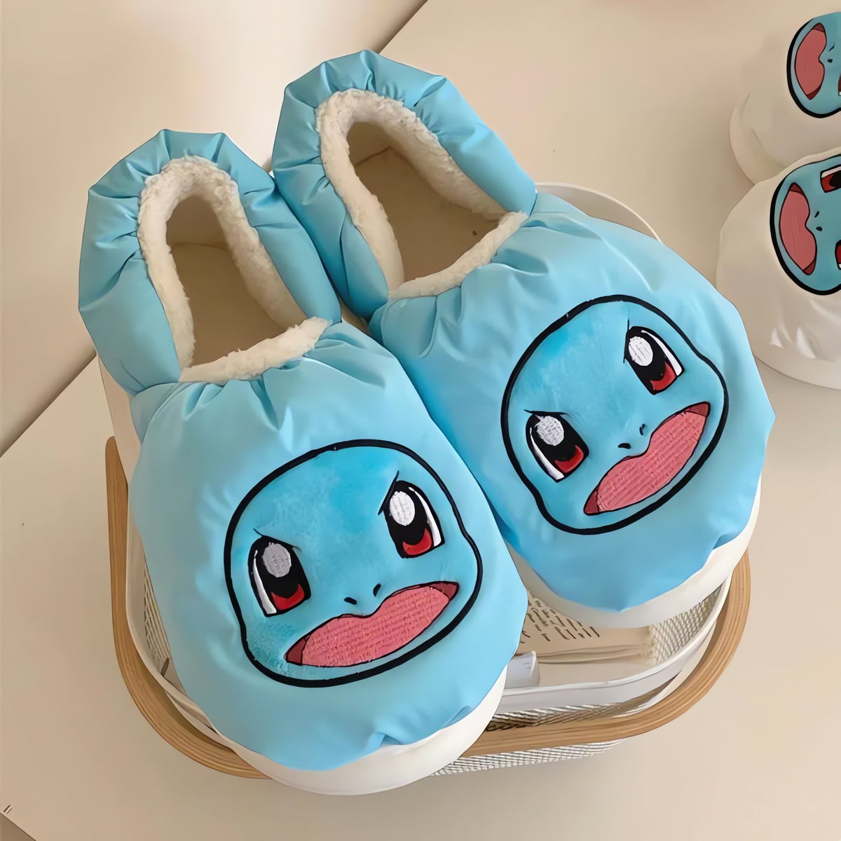 Fluffy Pokémon slippers – Blue Squirtle