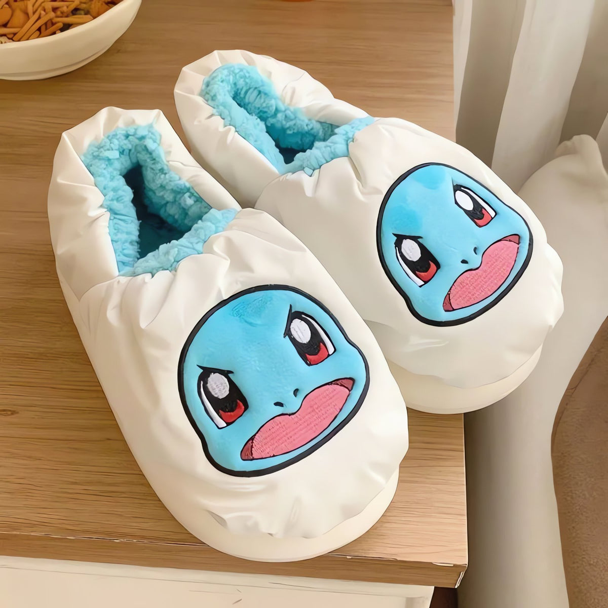 Fluffy Pokémon slippers – White Squirtle