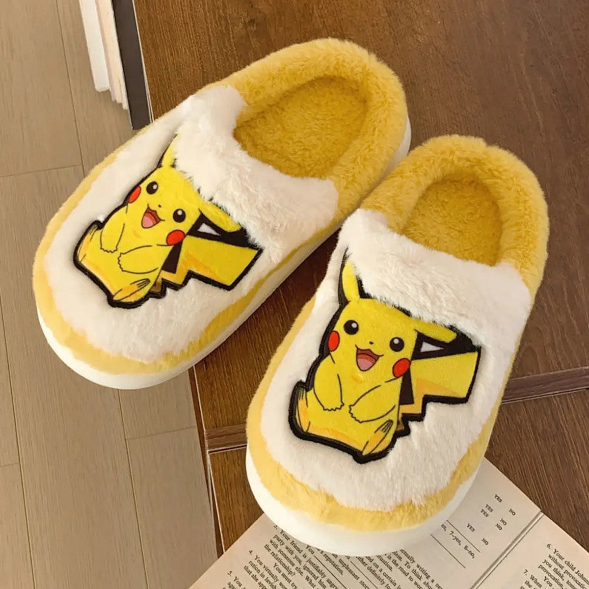Fluffy Pokémon character slippers – Pikachu B