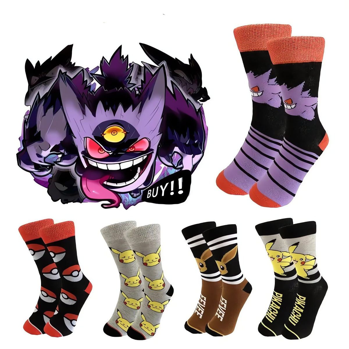 Pokémon socks with Pikachu and Eevee designs