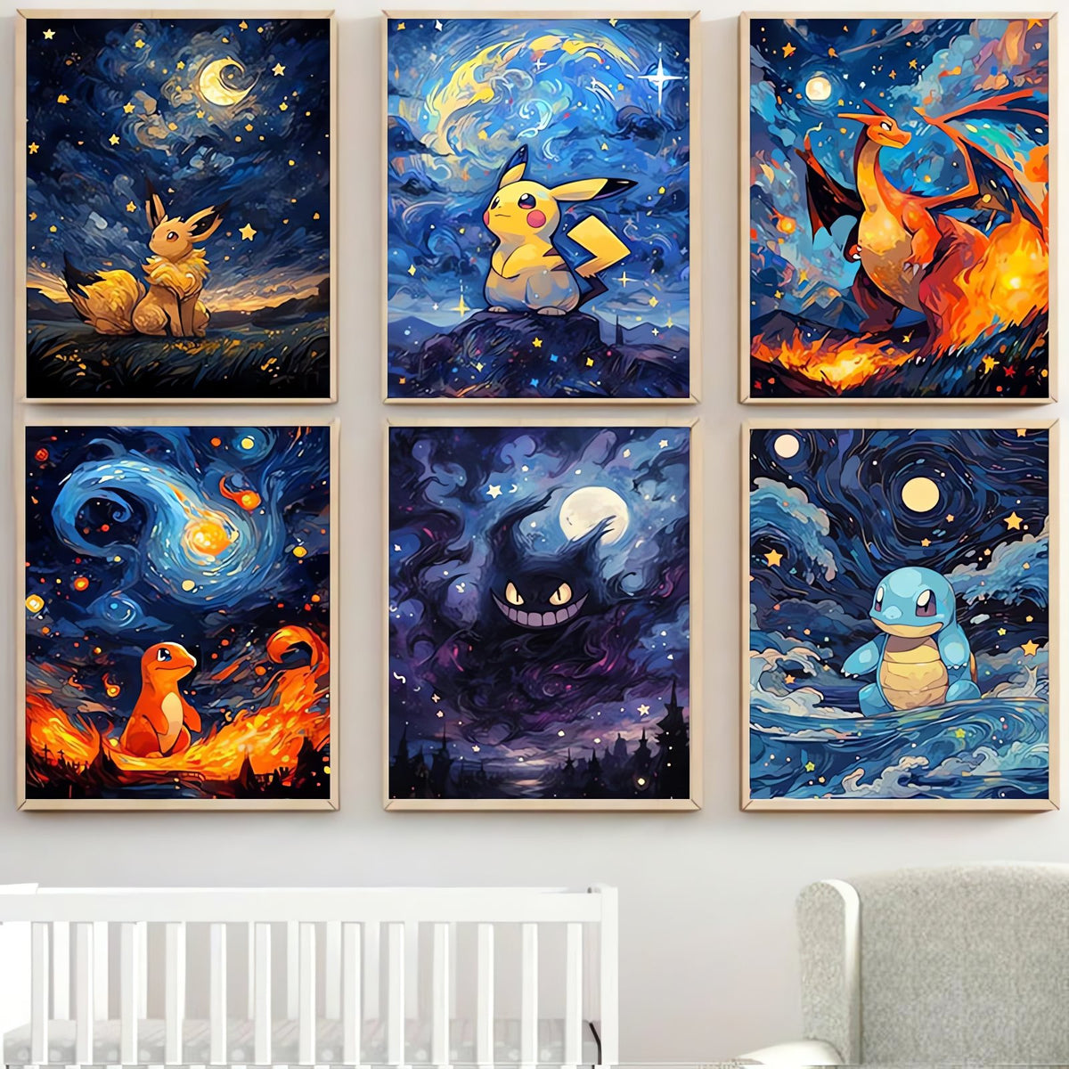 Pokémon starry sky canvas print, unframed