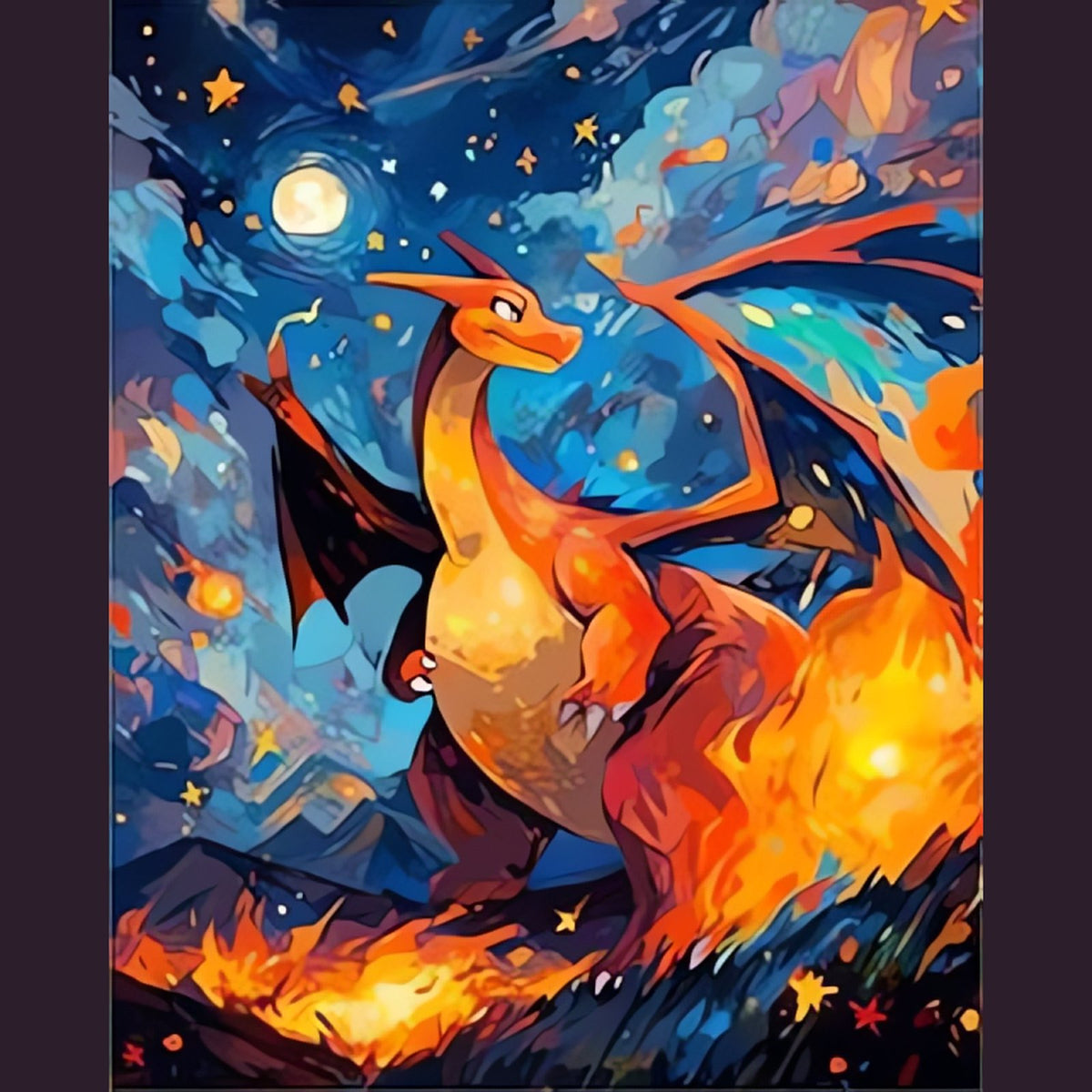 Pokémon starry sky canvas print, unframed – Charizard