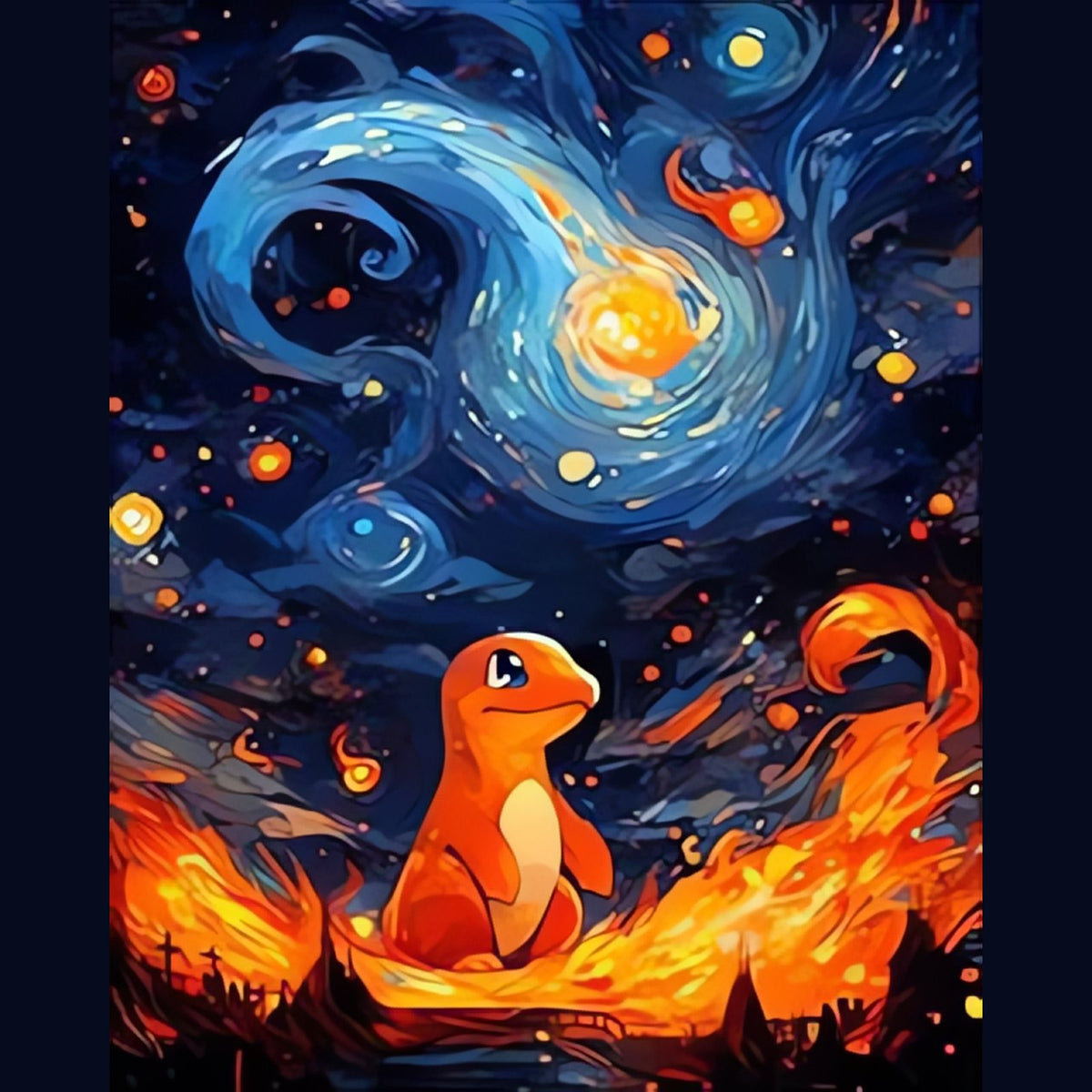 Pokémon starry sky canvas print, unframed – Charmander
