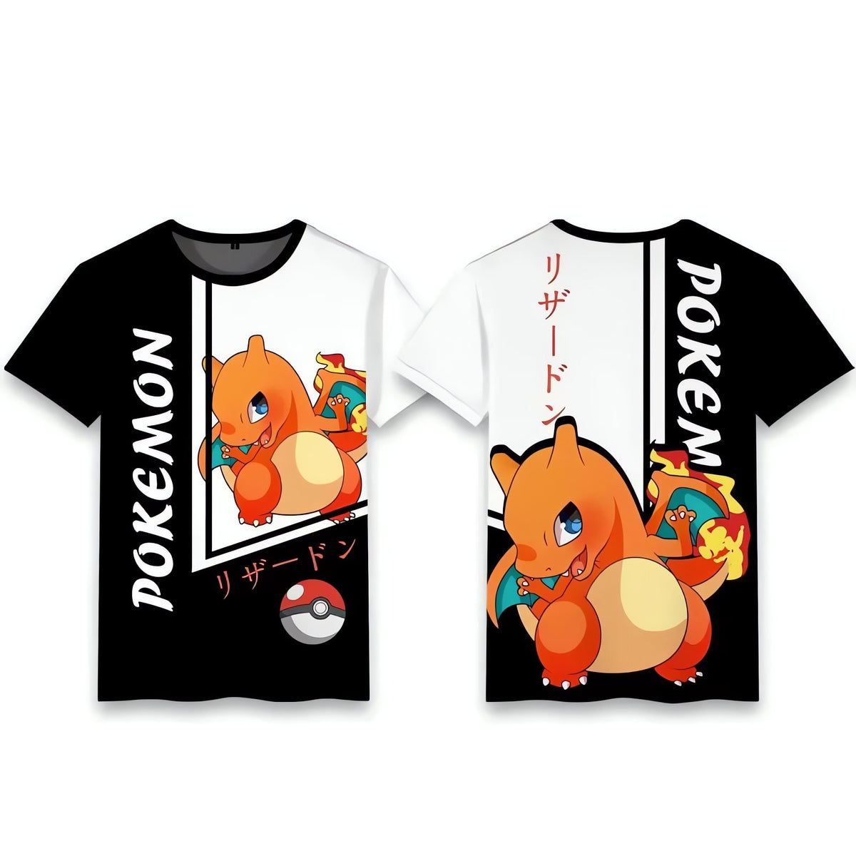 Pokémon T-shirt – Charizard (Black & White)